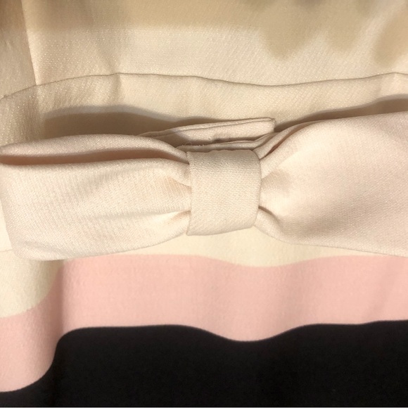 Valentino pink, black, and cream wool and silk blend candy striped dress. - Picture 2 of 3